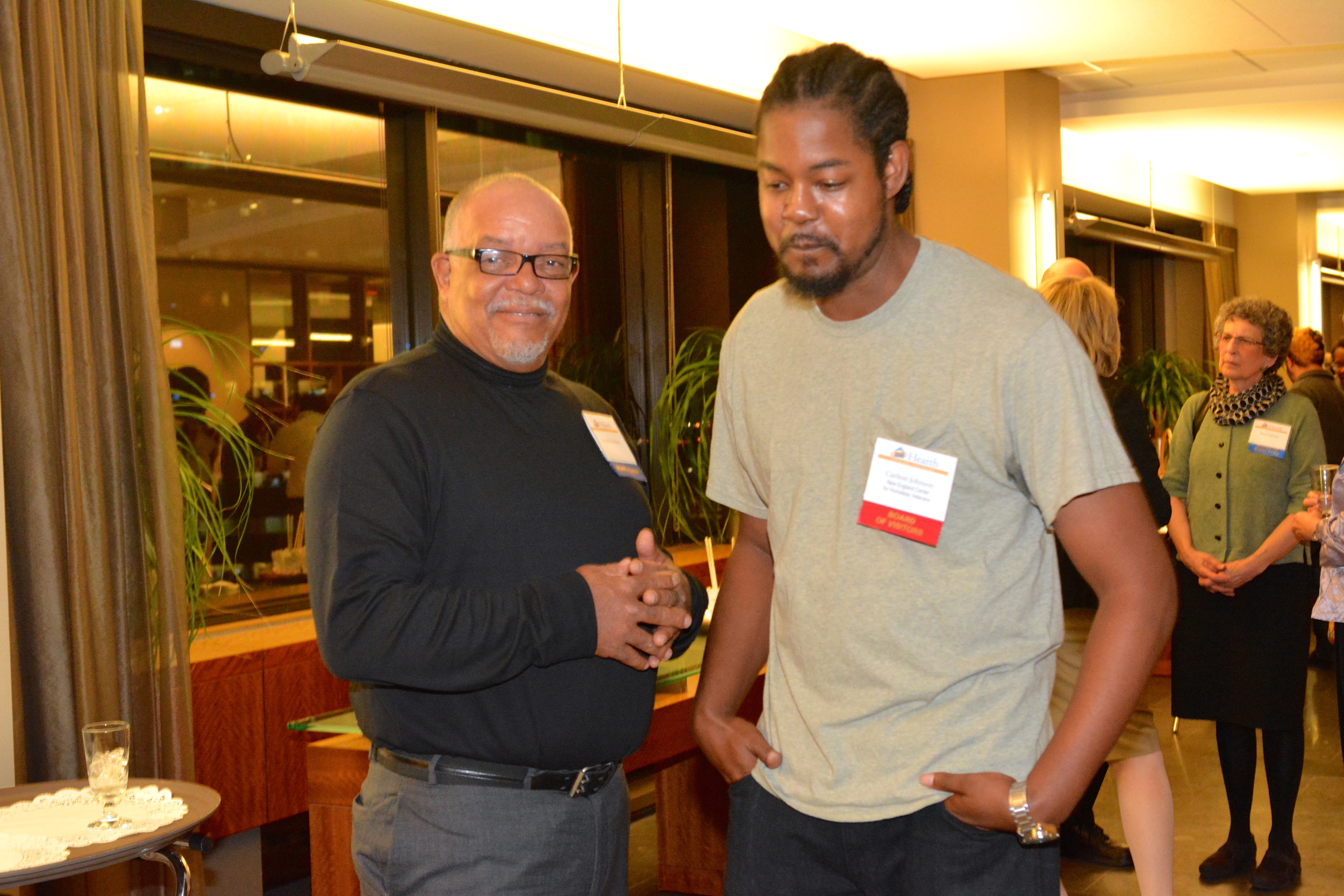  Hearth Board member Ray Walden (left) with former Outreach Case Manager and current Board of Visitor member Carlton Johnson. 