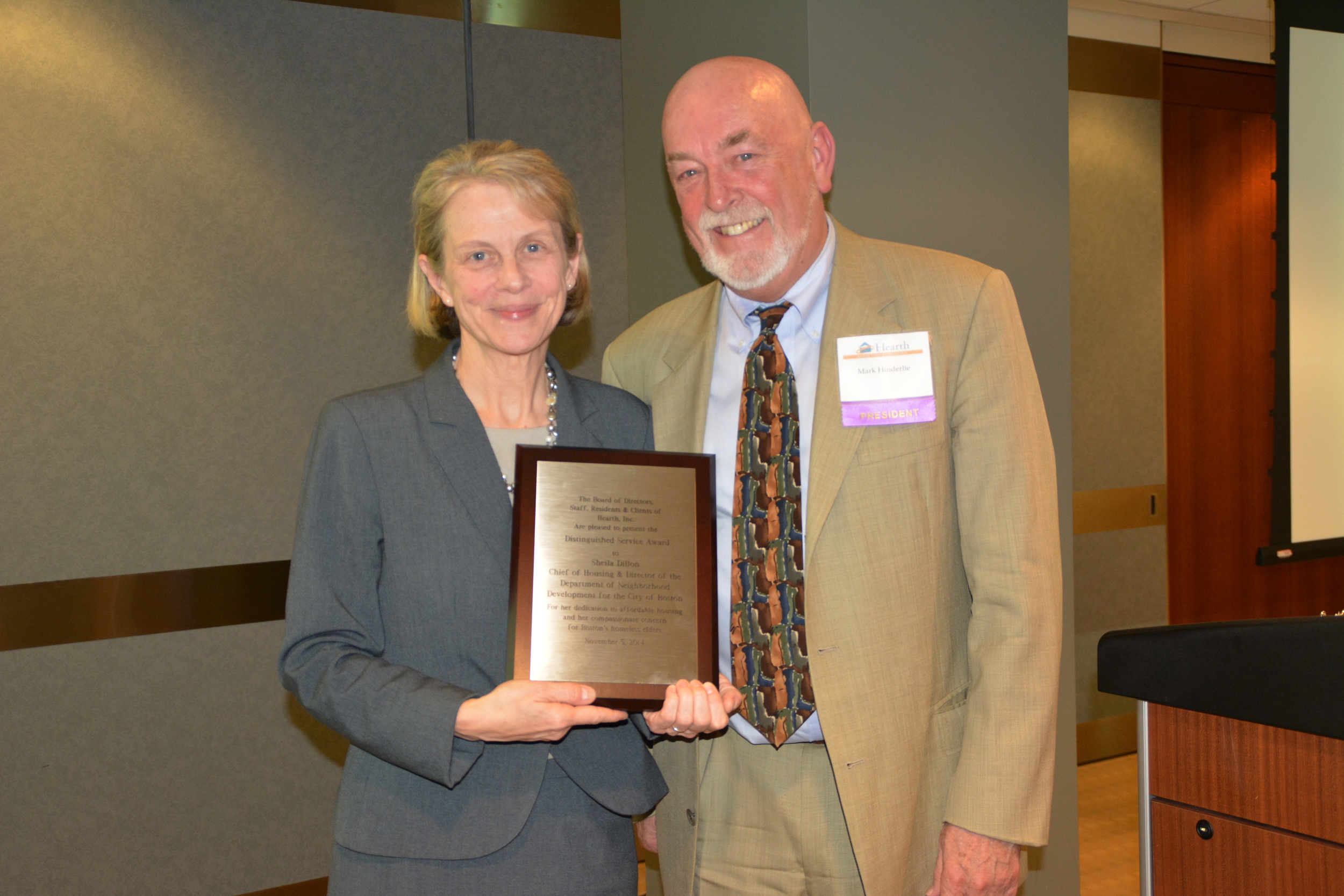  Mark with Distinguished Service Award Honoree Sheila Dillon, the City's Chief of Housing. 